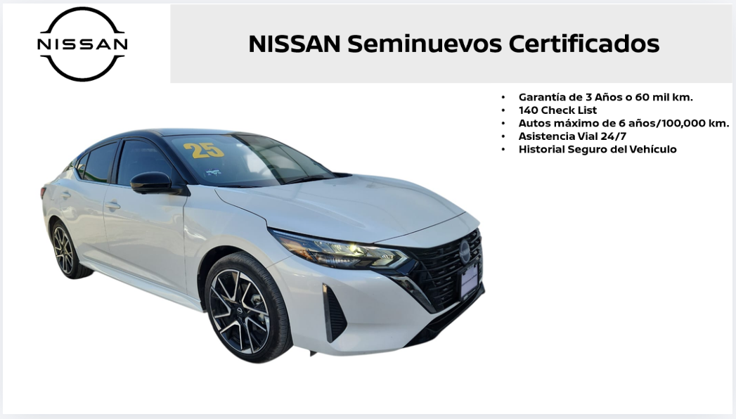 2025 Nissan Sentra 4 pts. SR, TA, a/ac., QC, s. Bose, f. led, RA-18