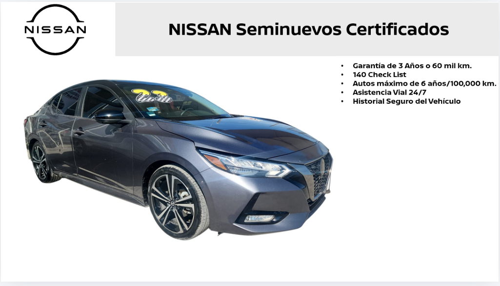 2023 Nissan Sentra 4 pts. SR, TA, a/ac., QC, s. Bose, f. led, RA-18