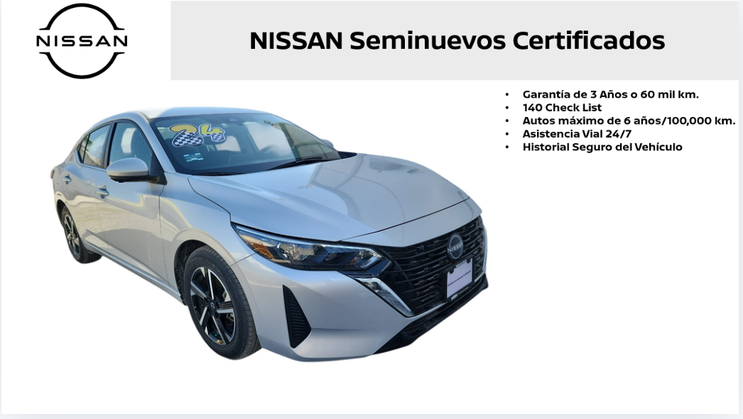 2024 Nissan Sentra 4 pts. Advance, TM6, a/ac., f. niebla, RA-16