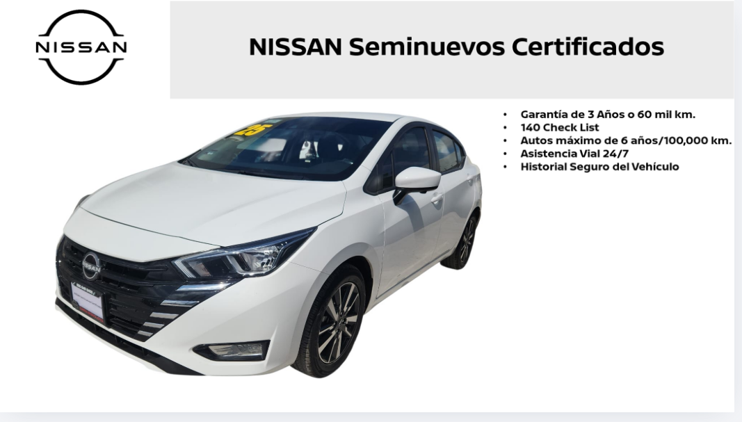 2025 Nissan Versa 4 pts. Advance, TM5, a/ac., f. niebla, RA-16 (línea anterior)