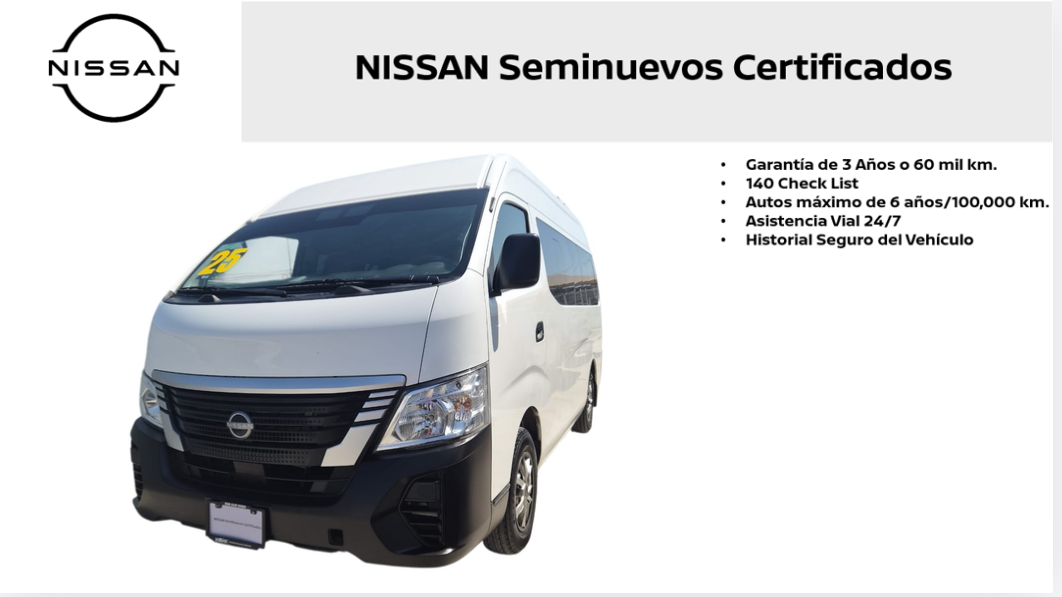 2025 Nissan Comerciales Urvan Panel 4 pts. Amplia con ventanas, TM5