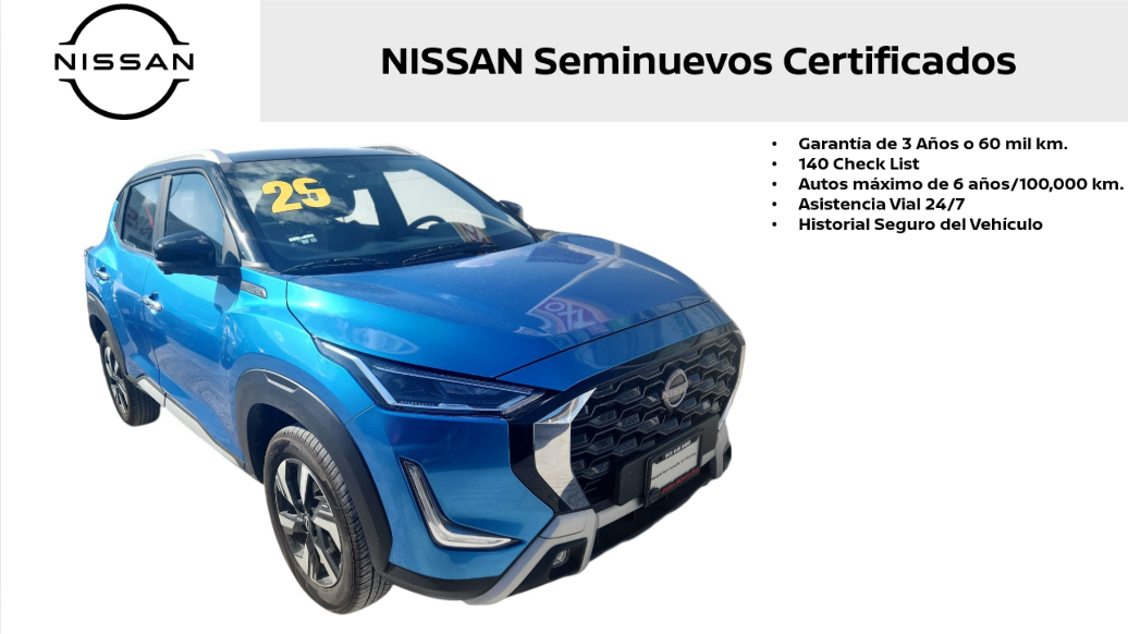 2025 Nissan Magnite VUD 5 pts. Exclusive, 1.0T, TM5, piel, RA-16