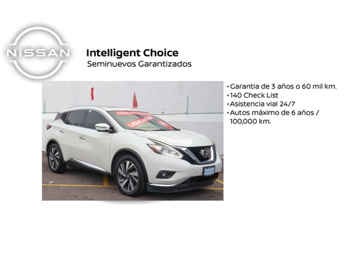 2019 Nissan MURANO 5 PTS EXCLUSIVE CVT GPS PIEL QC RA-20 4X4